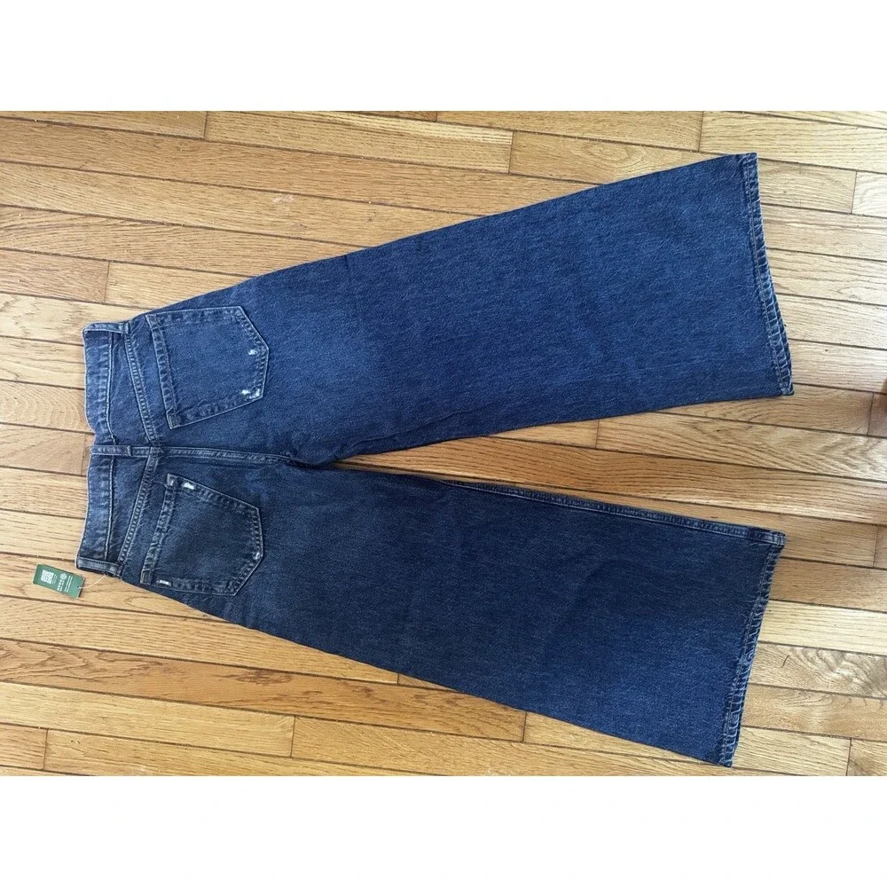 GAP Kids Girls Size 12 Mid Rise Baggy Wide Leg Dark Wash Denim Jeans NWT